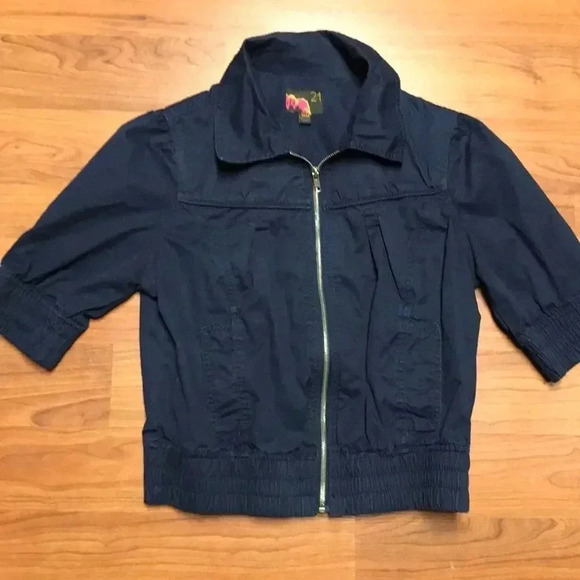 Rue 21 Navy Crop Jacket, Size med - Picture 1 of 7